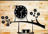 ☕ Large Wooden Hanging Cups with Tree Branch Clock 🌿