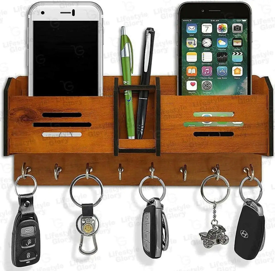 📱🔑 Wooden Mobile & Key Holder | Stylish & Secure Organization! 🏡