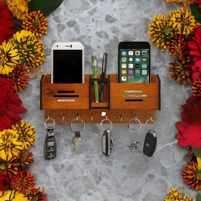 📱🔑 Wooden Mobile & Key Holder | Stylish & Secure Organization! 🏡