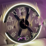 🕰️ Neon Glow Time: Modern Wall Clock With Ambient Light - SIA DECOR's Neon Art Wall Clocks! 🏠✨ECOR'