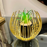 🌎✨Metallic Golden Globe Décor with Planter | Luxury Laser-Cut Elegance!