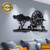 🦌 Big Wooden Grazing Deer in Meadows Wall Clock | 40x18 Inches | Laser-Cut Perfection! ⏳