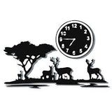 🦌 Big Wooden Grazing Deer in Meadows Wall Clock | 40x18 Inches | Laser-Cut Perfection! ⏳